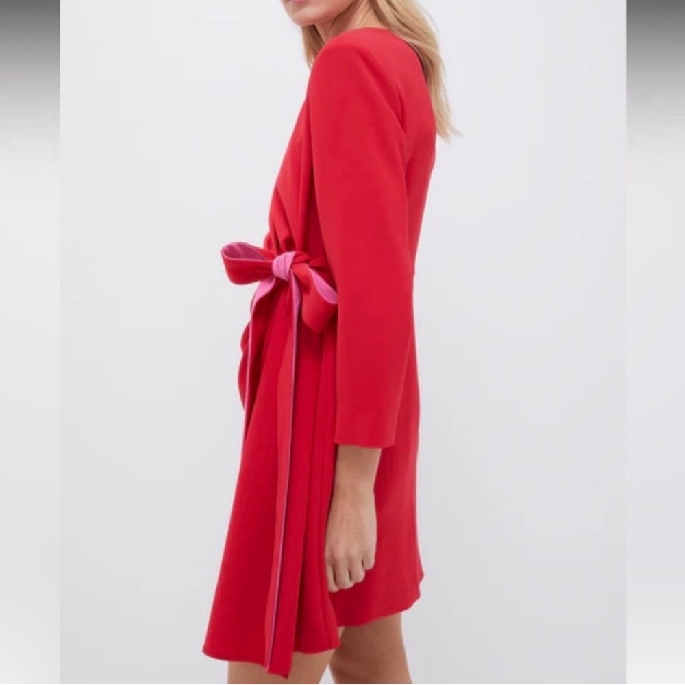 Tuckernuck Sienna Wrap Dress NWT Poppy & Hot Pink Mini (Small / S) - Picture 3 of 8